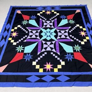 Handmade Chromatic beauty Patchwork Cotton Quilt Top/Topper Machine piece 86x86”